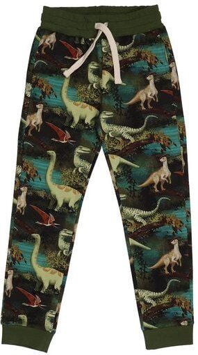 Kinder Jogger GOTS zertifiziert, 95% Bio-Baumwolle, grün, Dino-Dschungel-Muster, weich & bequem – Walkiddy