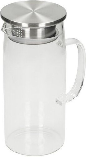 elasto Glaskaraffe 1,5 l „Vivara“ aus Borosilikatglas mit Edelstahl Sieb
