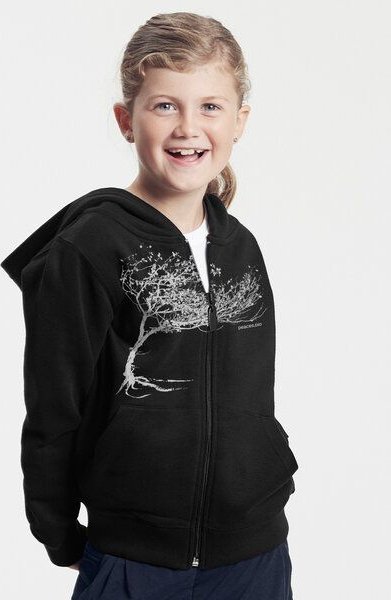 Peaces.bio - handbedruckte Biomode Kinder Zip-Hoodie Windy Tree