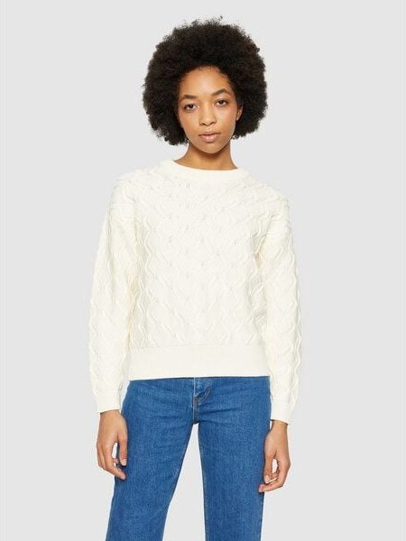 KnowledgeCotton Apparel Crew Neck Pullover Cable aus Bio-Baumwolle
