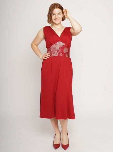 Peaces.bio - handbedruckte Biomode Sommerkleid Sunflowers in Rot