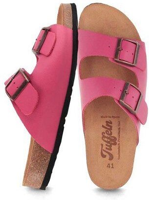 Tuffeln Leder-Pantoletten Norderney mit anatomischem Kork-Fußbett Zweischnaller-Sandalen