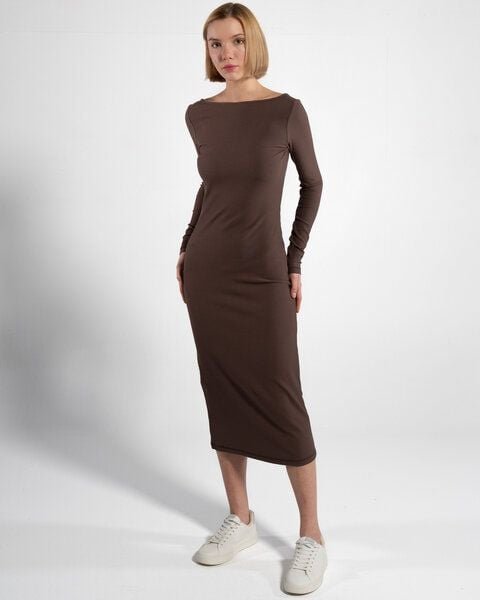 GORG Geripptes Damen-Langarmkleid aus Bio-Baumwolle & TENCEL Modal