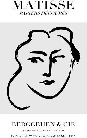Photocircle Poster / Leinwandbild - Matisse – Frauengesicht schwarz-grau