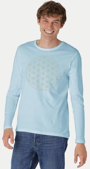 Peaces.bio - handbedruckte Biomode Bio-Herren-Langarmshirt "Die Blume des Lebens"