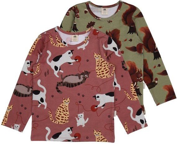 Mädchen Langarmshirt Playful Cats Bio-Baumwolle – GOTS-zertifiziertes Walkiddy Shirt mit Katzen-Print, weich, verspielt ...