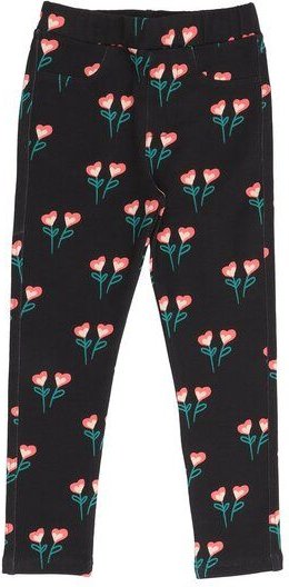 Cotokids Kinder Sweat-Leggings GOTS zertifiziert, schwarz, Herzblüten-Allover, weich – Walkiddy