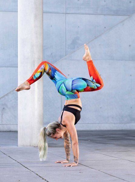 Arctic Flamingo Yoga-Leggings PAPAGEI | Ausgefallene High-Waist Yoga-Leggings aus ECONYL® regeneriertem Nylon