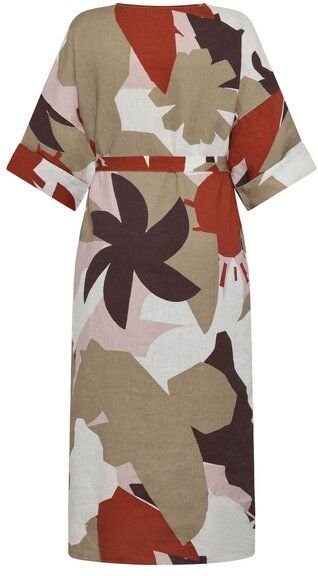 KnowledgeCotton Apparel Sommerkleid mit V-Ausschnitt und Print aus Bio-Leinen