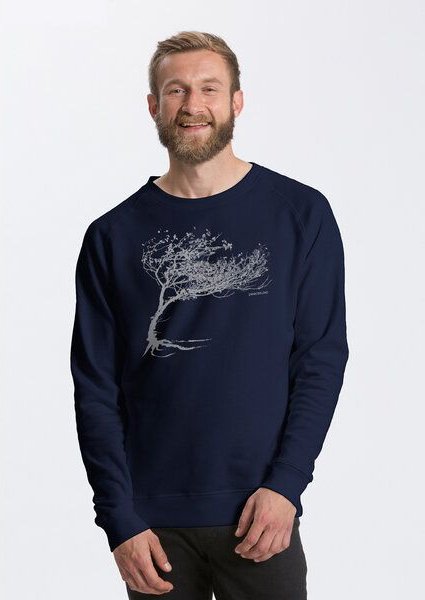 Peaces.bio - handbedruckte Biomode Bio Herren-Sweatshirt Windy Tree