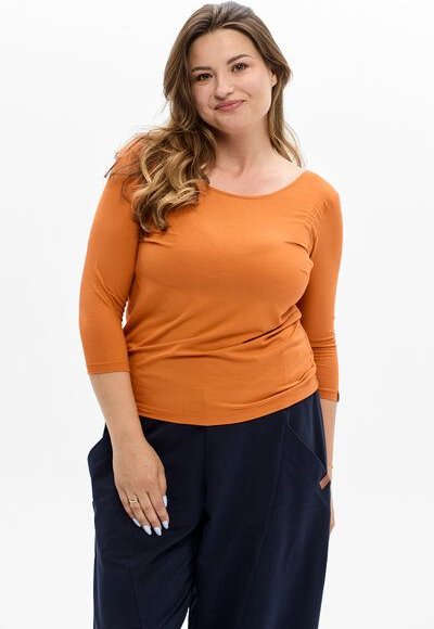 Bluse Salsa – figurbetontes Shirt aus Viskose – Rückenausschnitt – 3/4-Arm – 100% in der EU fair produziert – KOKOworld