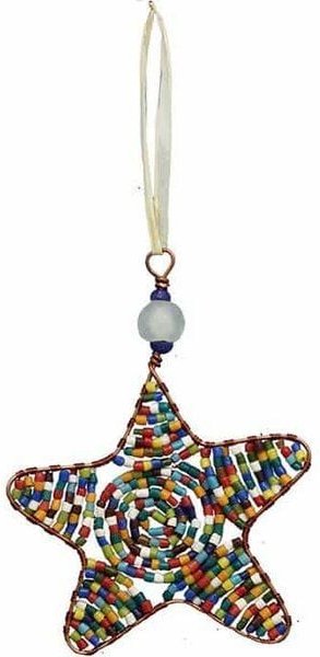 Global Mamas Upcycling Christbaumschmuck - Weihnachtsstern - S/L - Rainbow/Weiß/Rot - Weihnachten - Geschenkdeko - Wei...