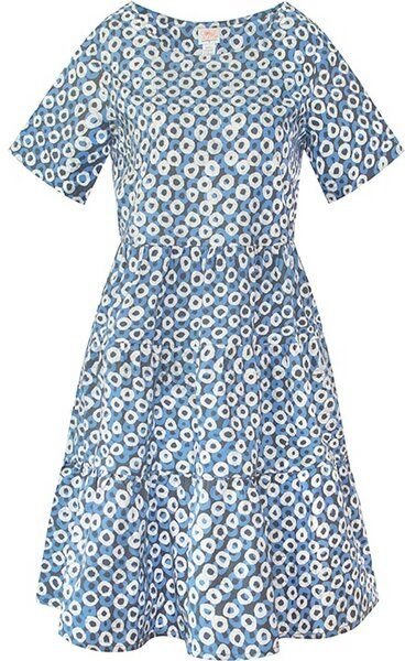 Global Mamas Bio Kleid - SHORT TIERED - Birds of Paradise/Canopy/Rings/Monstera