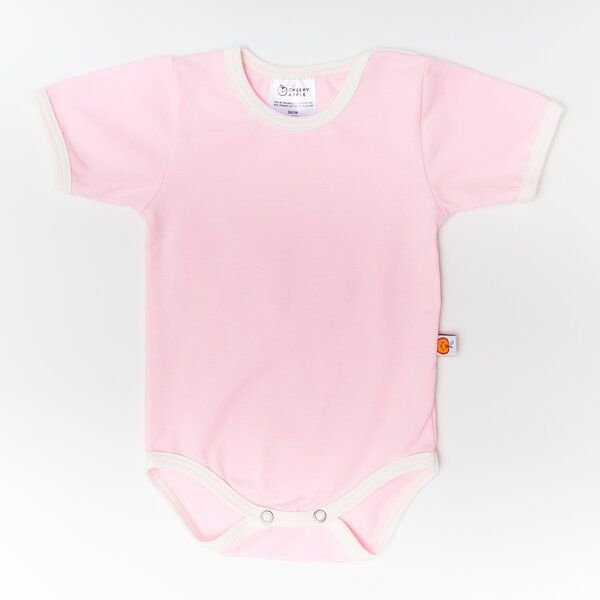 Cheeky Apple Kurzarm-Body aus Bio-Baumwolle "Baby Basic Uni" Hellrosa/Weiß