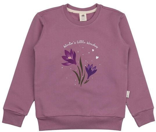 Kinder Sweatshirt GOTS zertifiziert, Bio-Baumwolle, altrosa, „Snowdrops“, Blumen-Print, weich & bequem – Walkiddy
