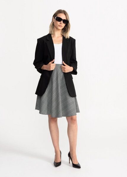 De IONESCU Der kurze Rock aus Wolle - Schwarz-weiß kariert