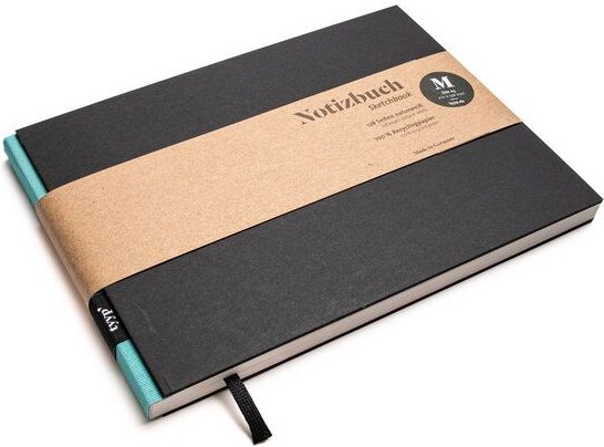 tyyp Nachhaltiges Skizzenbuch A5 (Schwarz), Querformat aus 100 % Recyclingpapier „BerlinBook“