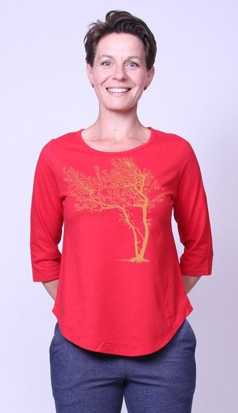 Thumbnail - Peaces.bio - handbedruckte Biomode Bio-Damen-3/4 Arm Shirt- Fancy Tree