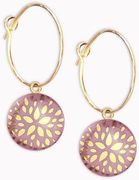 lille mus Creolen mit Porzellan-Anhänger 'Blumenstern' Porzellanschmuck