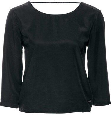 deepmello Schwarzes Shirt "V-Back-Shirt" aus Tencel