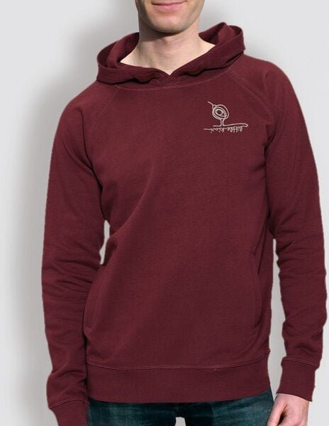 Thumbnail - little kiwi Herren Hoodie, "Kleiner Kiwi", Burgundy