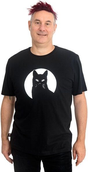 Hirschkind Fair-Trade-Männershirt "Schwarzer Kater" - Made in Kenia - schwarz