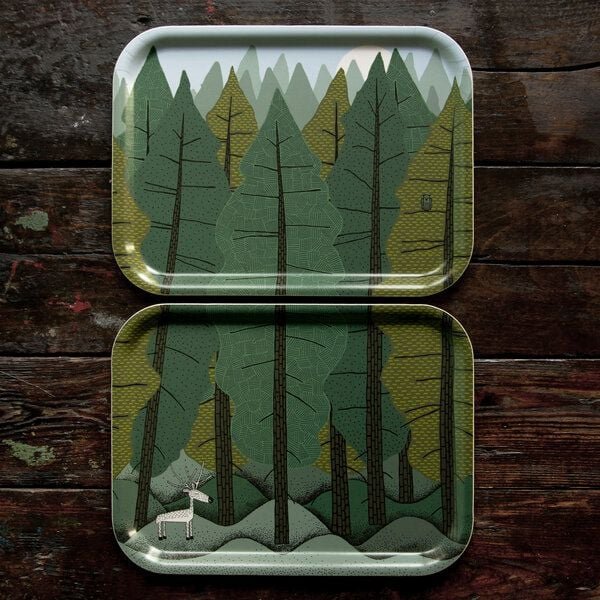 Cmig kleine Tabletts 2er Set Tannenwald aus Birkenfurnier