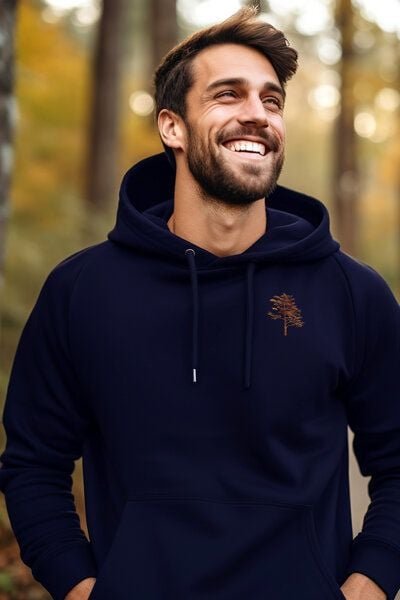 Kultgut Tree in echter Woodoptik/ Biofair - Kapuzenpullover - Innen flauschig & gemütlich