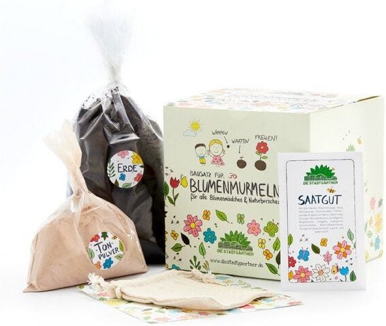 Die Stadtgärtner Bausatz für Blumenmurmeln I Ausreichend für mehr als 30 Samenbomben