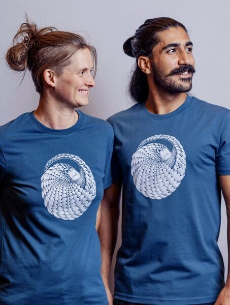 NanMa Bio-Baumwoll-Shirt Schuppentier | handbedruckt in Österreich | Unisex l regular Fit | blau | lokal & fair & vegan