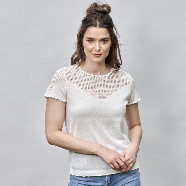 Kokon Zwo Pullishirt mit transparenter Strickstruktur 55% Leinen, 45% Baumwolle (kbA)