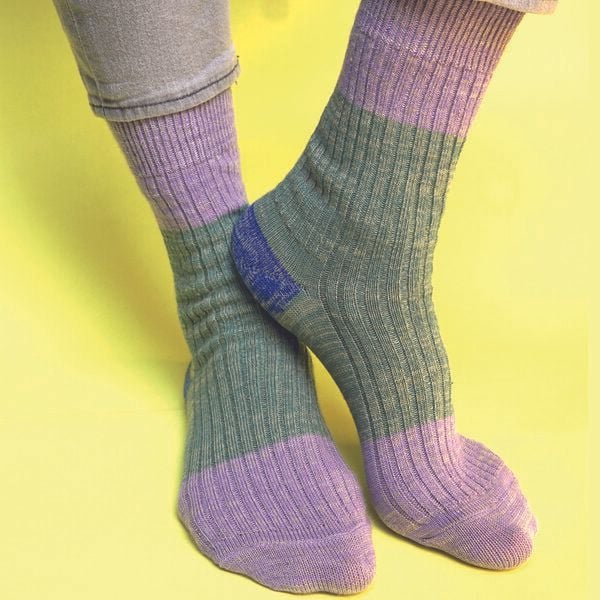 Fräulein Prusselise Wollfgang Socke grün bunt colourblock