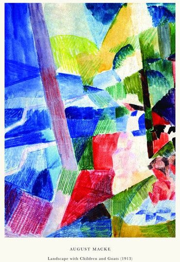 Photocircle Poster / Leinwandbild - August Macke: Landschaft mit Kindern und Ziegen - Austellungposter