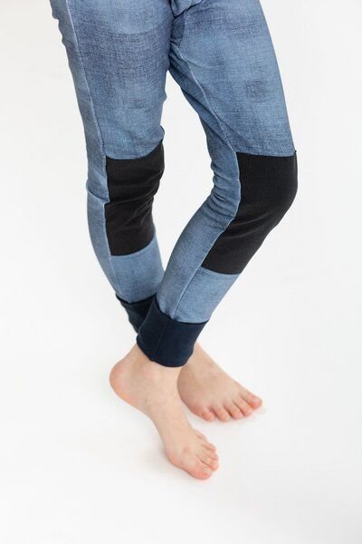Babbily Robuste Kinderleggings mit verstärkten Knien - mitwachsend. Jeans Optik