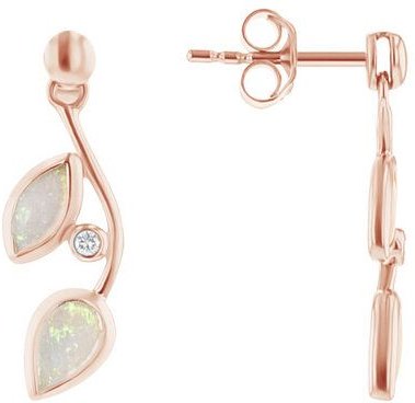 Eppi Ohrstecker mit Opalen in Blattform und Diamanten Corbett