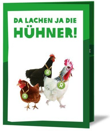 OxfamUnverpackt Spenden-Geschenk "Gackernde Hühner" (Grußkarte mit Magnet)