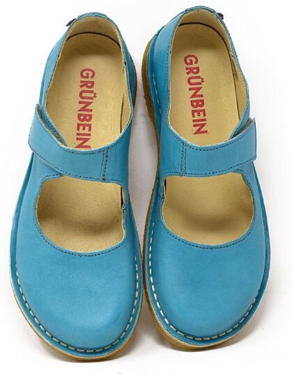 Grünbein Shoes Spangen-Ballerinas Gerda Naturform lose Einlage mauiblau
