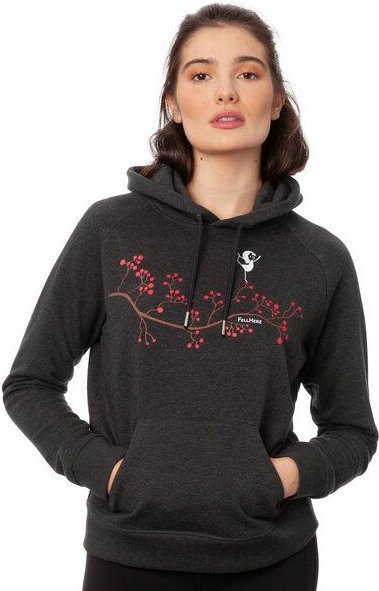 FellHerz Damen Hoodie Asana Girl dark grey melange, Bio Fair und Vegan