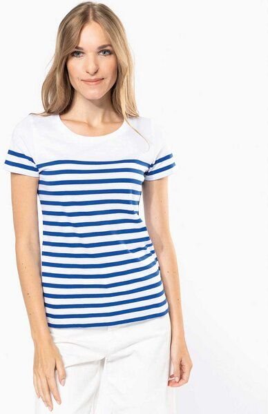 YTWOO Nachhaltiges Damen-T-Shirt mit Rundhalsausschnitt im Marine-Stil