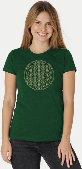 Peaces.bio - handbedruckte Biomode Bio-Damen-T-Shirt Die Blume des Lebens