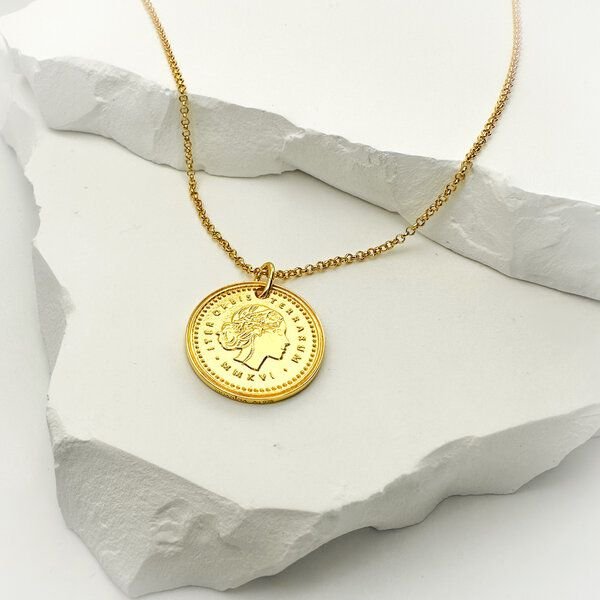 MOANINA Kette Münze Venezia - 925 Silber/18k Gold Vermeil - 3 Längen