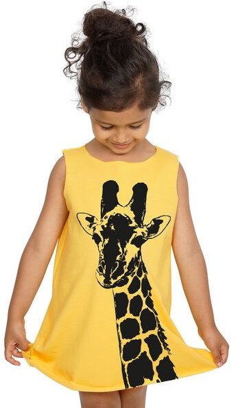 HANDGEDRUCKT "Stefanie la Girafe" Kinder Biokleidchen