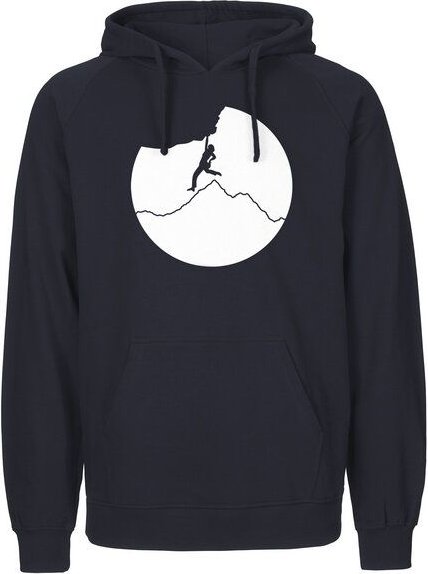 HANDGEDRUCKT "Klettern" Männer Hoody aus reiner Biobaumwolle (kbA)