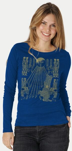 Peaces.bio - handbedruckte Biomode Langarmshirt Damen Sonnenscheibe Aton
