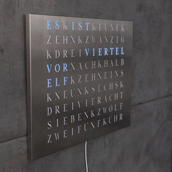 build-yours Bausatz WordClock Jupiter Edelstahl gelasert - Bau dir deine Wortuhr