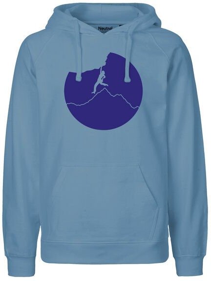 HANDGEDRUCKT "Klettern" Männer Hoody aus reiner Biobaumwolle (kbA)