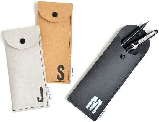 renna deluxe Stifteetui mit Monogramm, vegan, Federmäppchen, schwarz, braun, grau