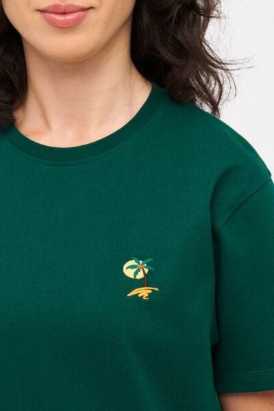 Natural Vibes T-Shirt Insel Bio GOTS | Grünes T-Shirt | T-Shirt mit Inselmotiv | Herren Damen T-Shirt