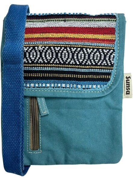 Sunsa Damen Handy Tasche, kleine Umhängetasche aus Canvas & gewebte Baumwolle. Vegane Crossover bag mit Streifen