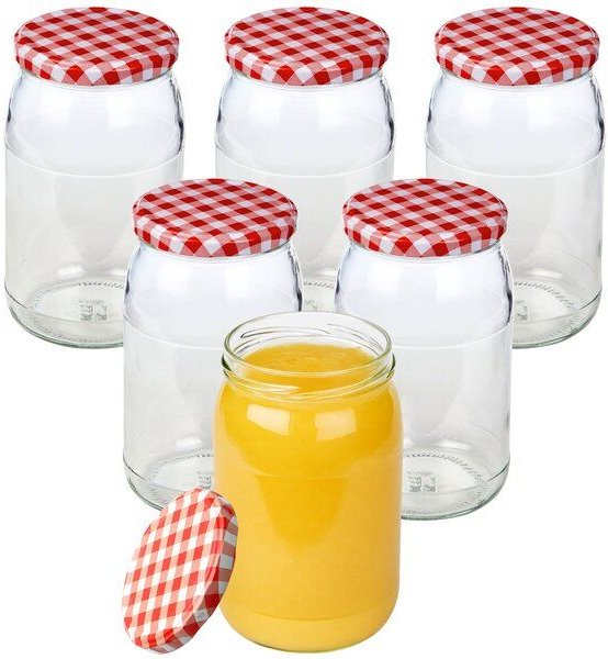 mikken große Einmachgläser 900ml mit Schraubdeckel TO82 Einkochgläser Vorratsgläser Schraubgläser